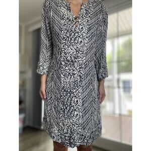 SOFT SURROUNDINGS Raven Shift Dress Beachy Boho Cream & Black Women's L